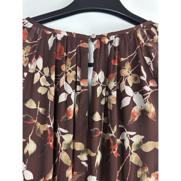 NWT Calvin Klein Floral Keyhole Maxi Dress Size 14 Burgundy Boho Peasant Folk - Picture 10 of 12